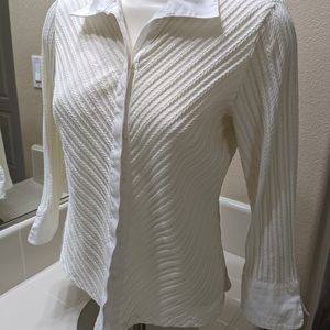 Rafella White Top Shirt 3/4 sleeves size M